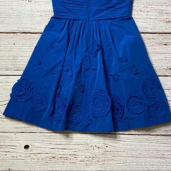 BCBGMAXAZRIA Taffeta Fit and Flare Larkspur Blue Strapless Dress Sz 4 - Picture 13 of 16